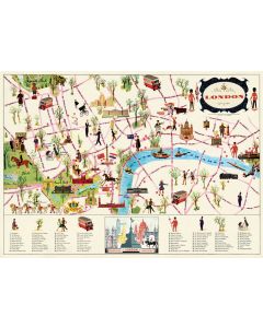 London Vintage Illustrated Map Wrapping Paper